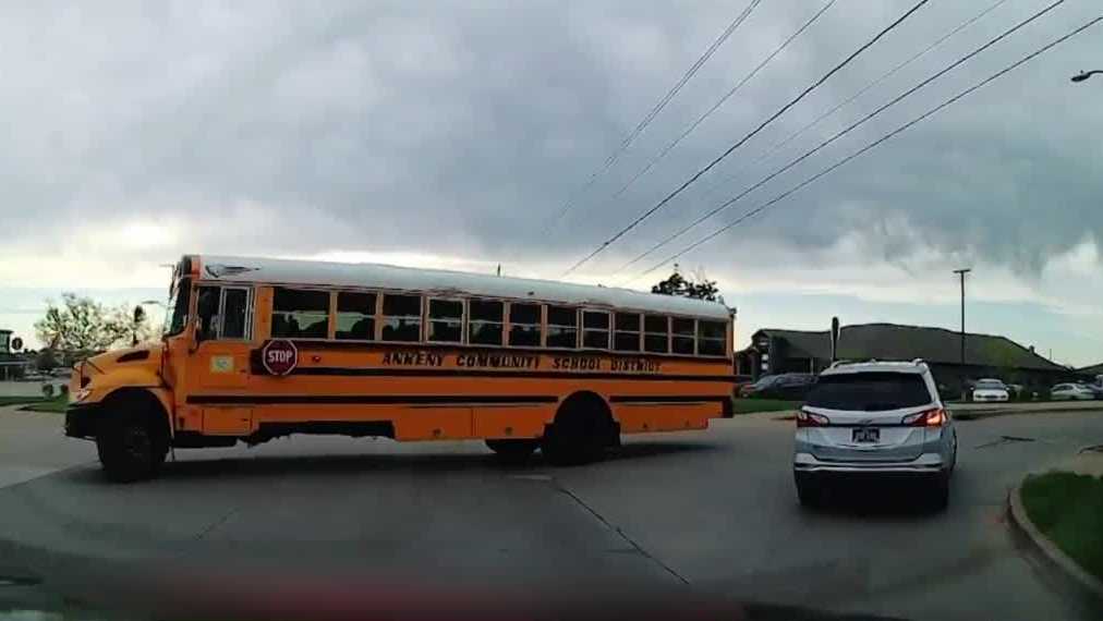 Video shows close call with Ankeny Iowa school bus