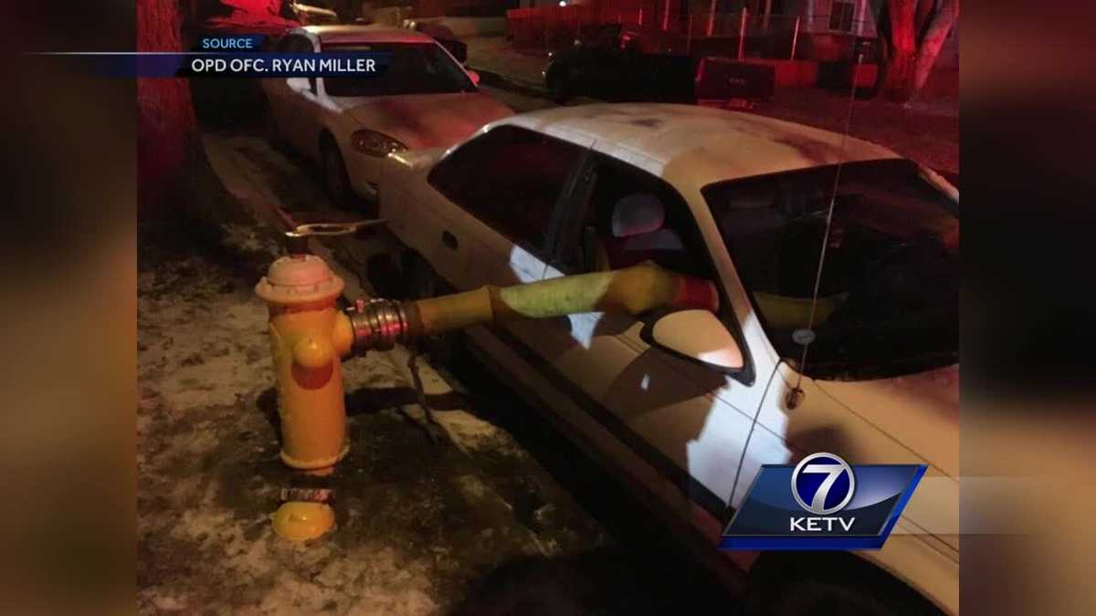 Crews smash windows of car blocking hydrant