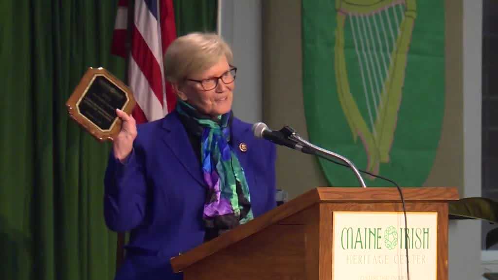 Congresswoman Chellie Pingree receives Claddagh Award in Portland