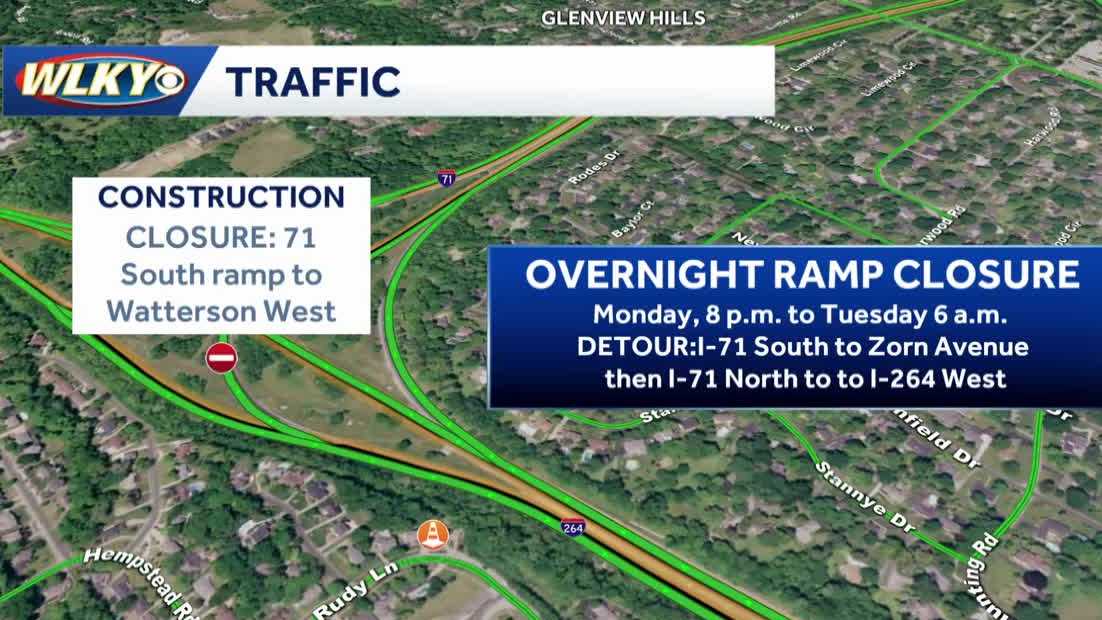 Traffic: Lane and ramp closures on I-71, I-264 start Monday night
