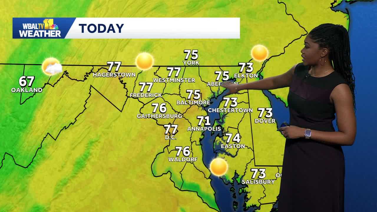 A mild start to the workweek in Maryland