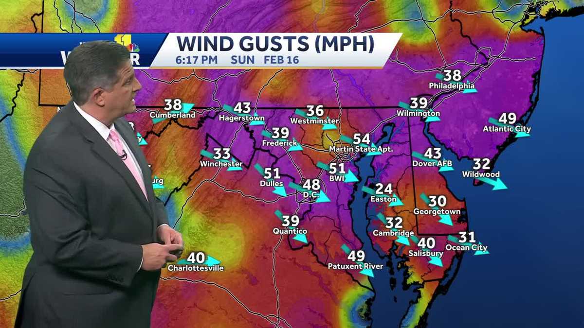Cold front brings strong wind gusts into the region