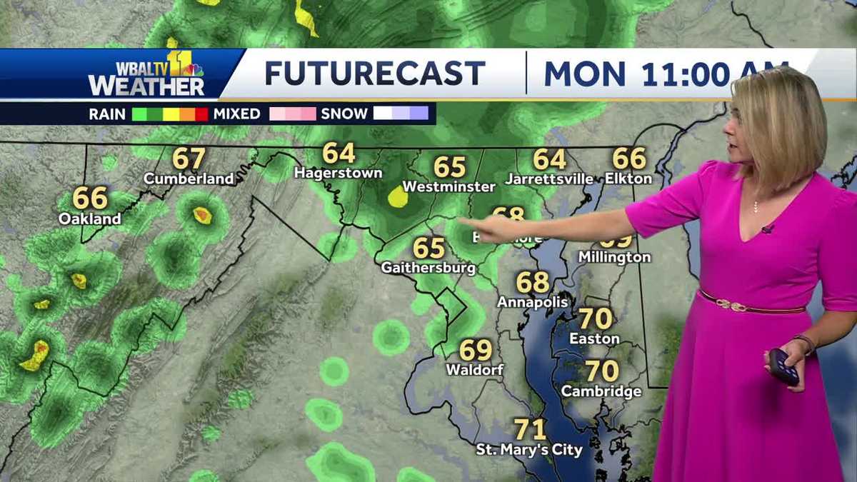 Cooler temperatures and isolated showers to start the week in Maryland