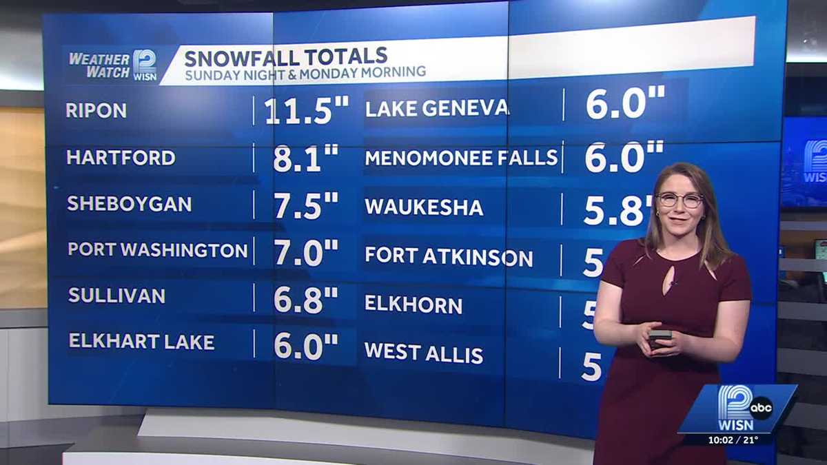 See how much snow has fallen since Sunday night in SE Wisconsin