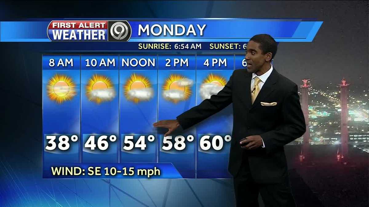 Isolated showers possible late Monday