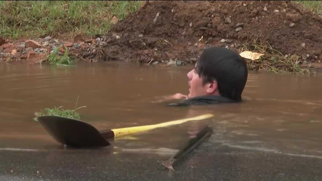 Gravette Water Line Break Sends Crews Diving Under Rushing Water to Make Repairs