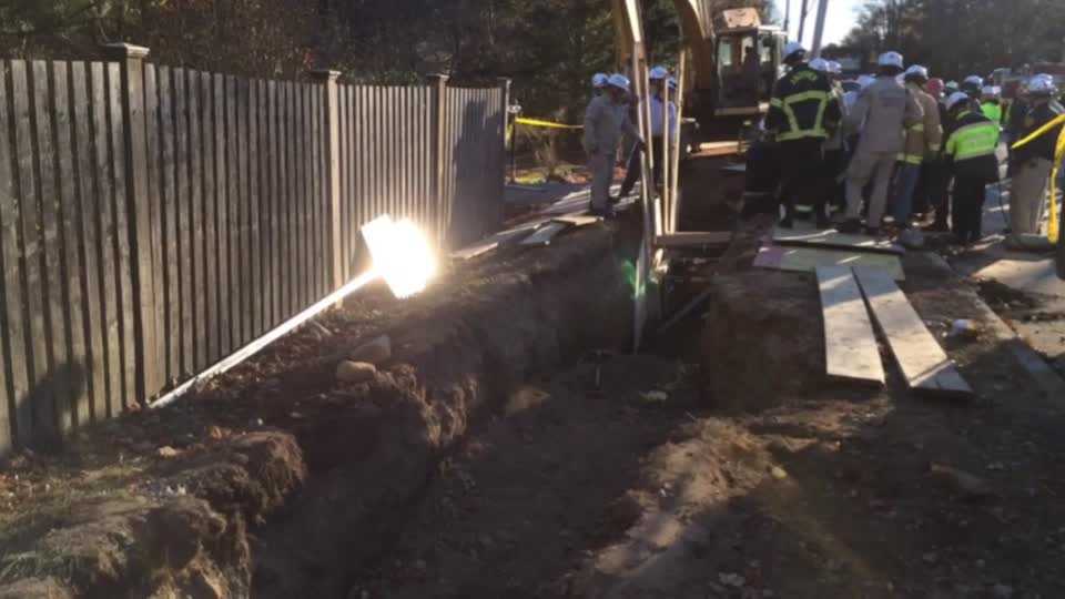 Construction worker rescued when trench collapses