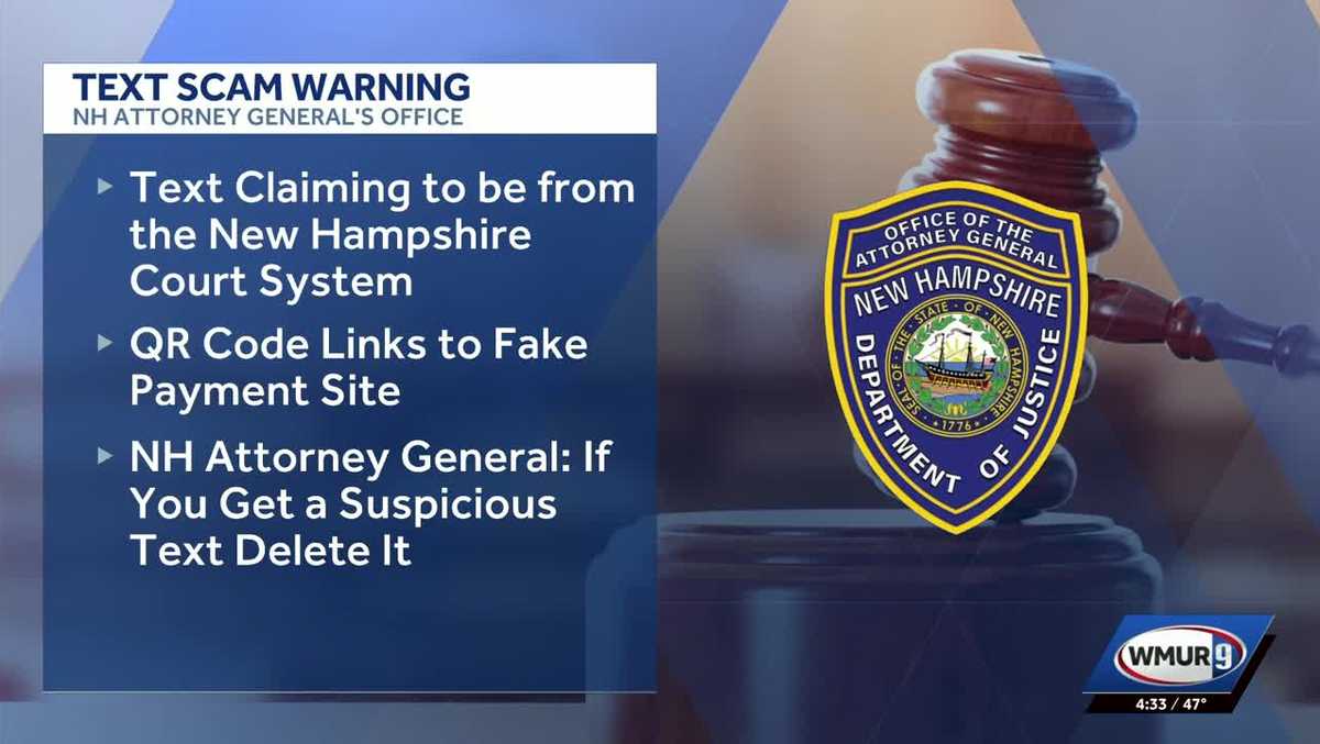 New Hampshire Attorney General warns of court text scam involving QR codes