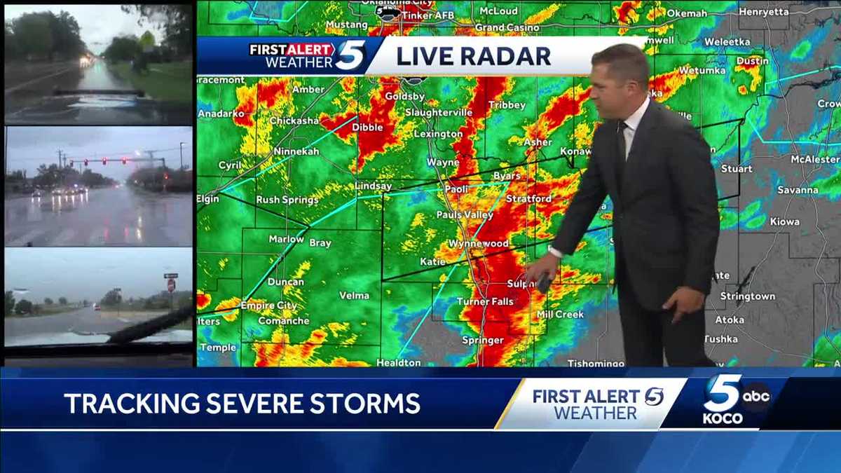 A severe thunderstorm warning has been issued for parts of Oklahoma