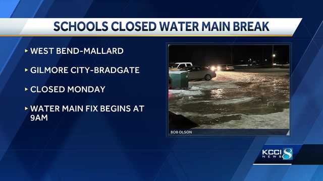 Two Kossuth County school districts cancel classes Monday after water main break - Vimarsana News