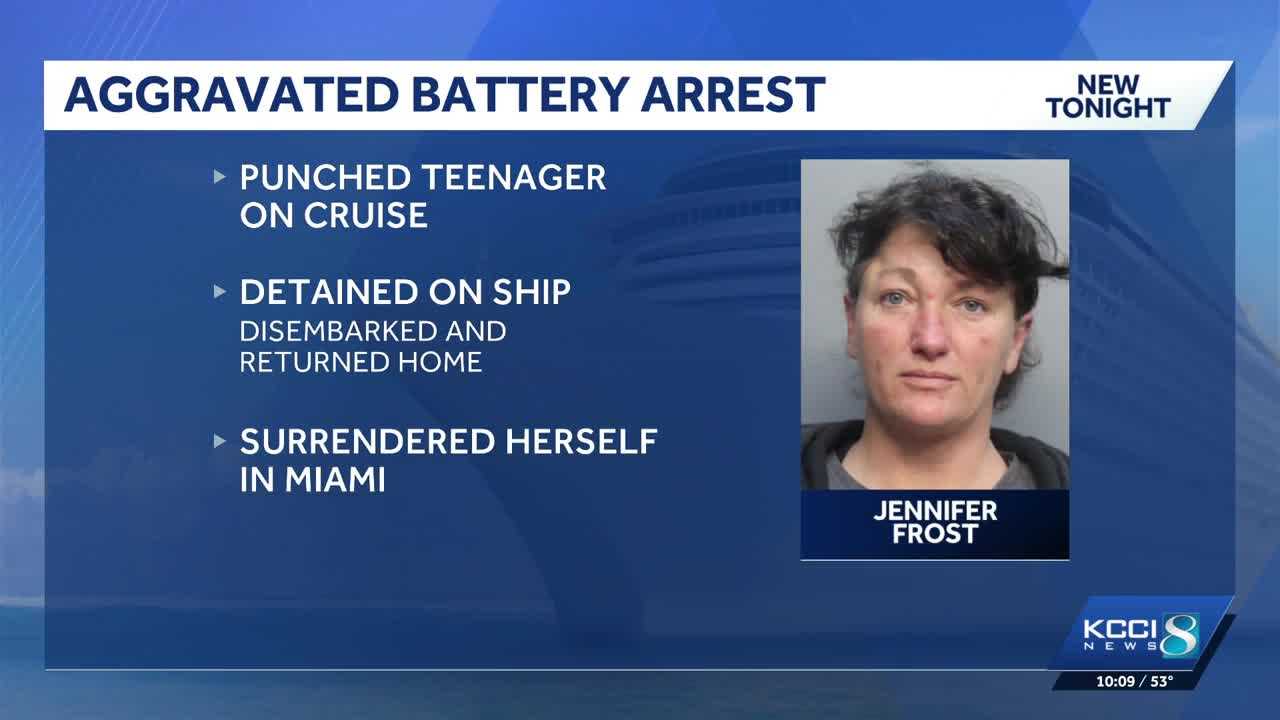 Iowa woman accused of punching girl on cruise ship turns herself in