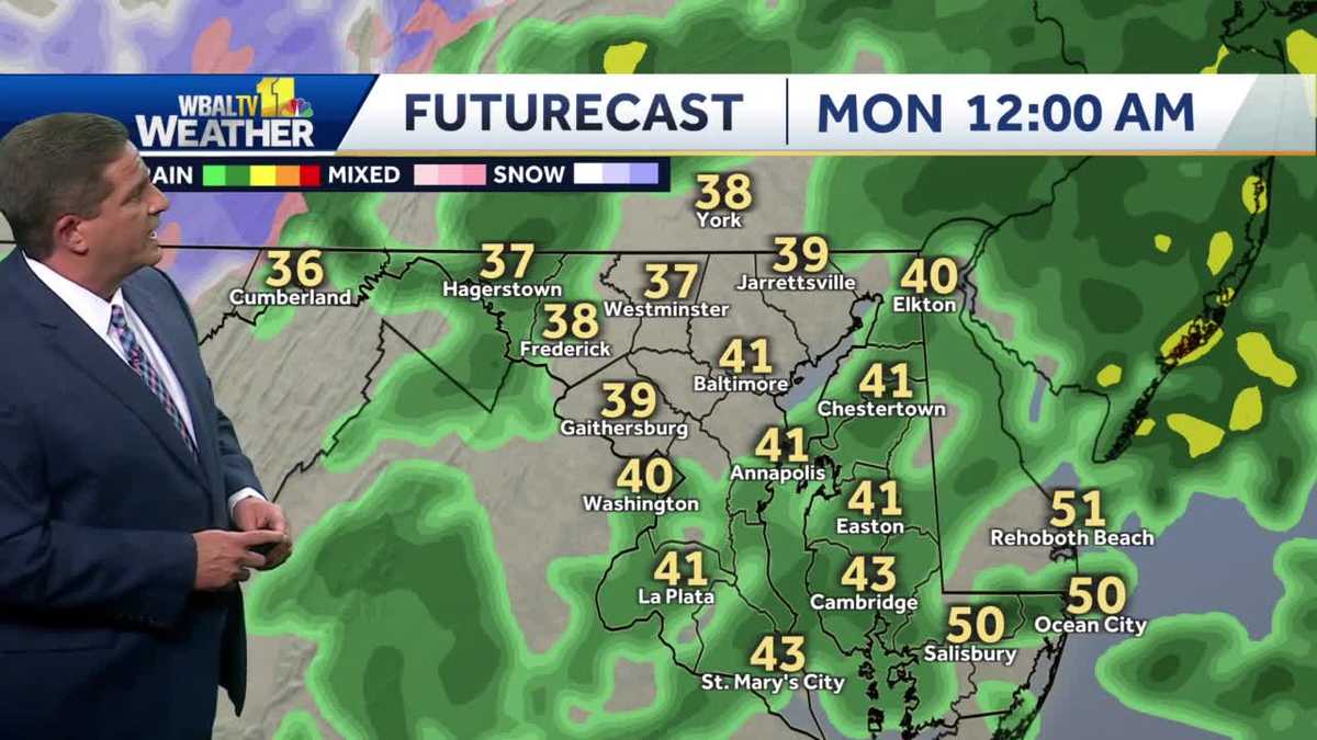 Rain to last into Monday morning in Maryland