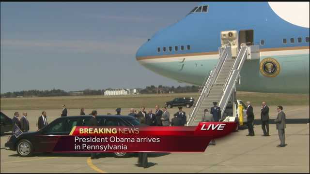 Air Force One arrives in Pittsburgh
