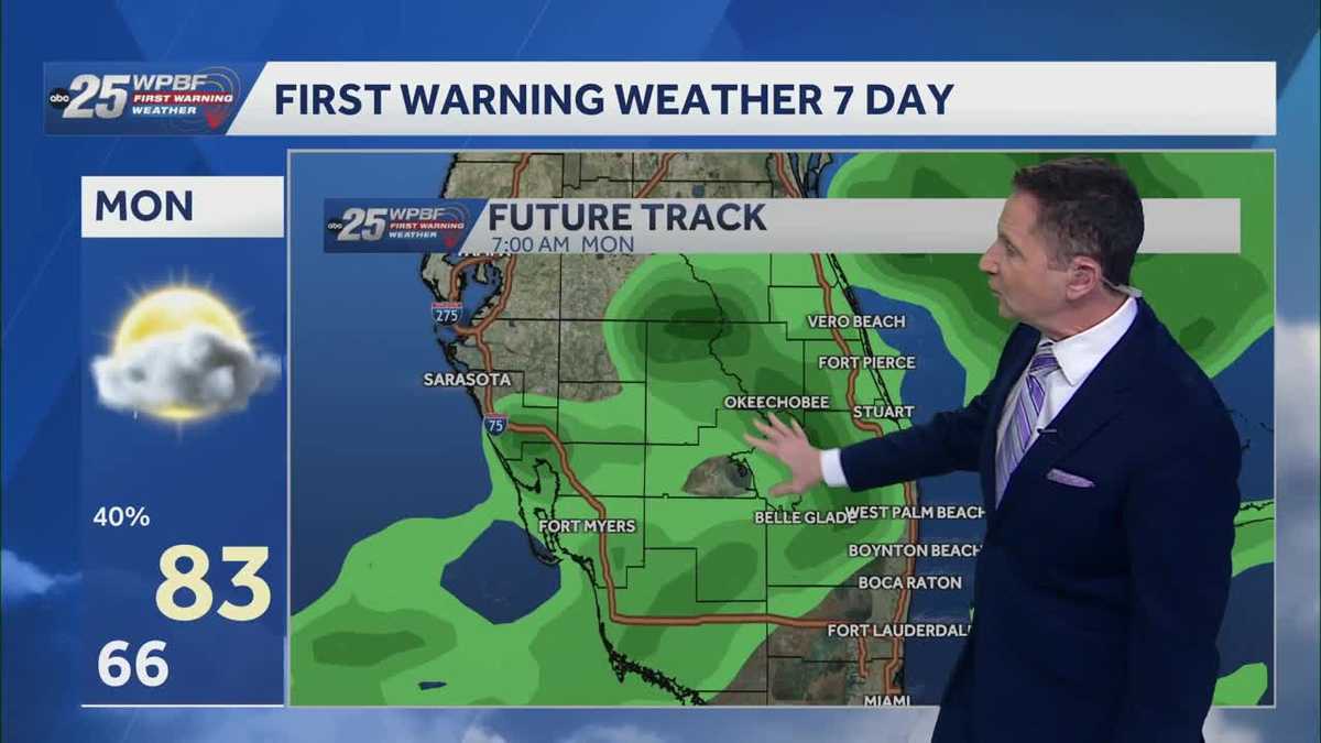 Warming trend and scattered rain in South Florida