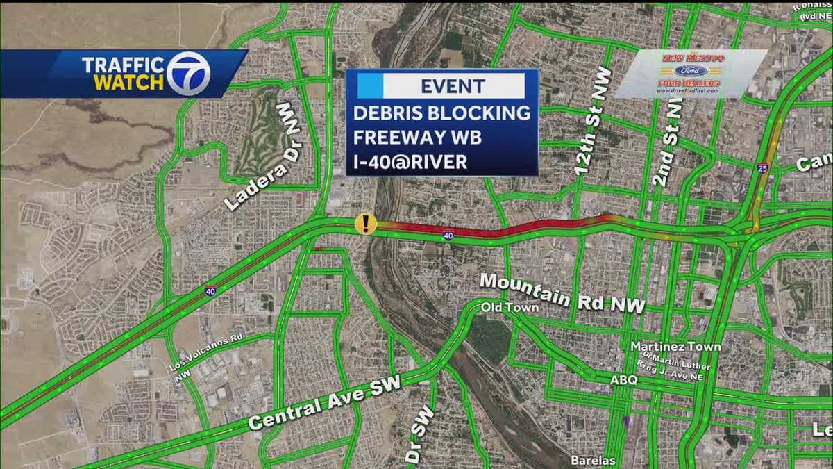 Multiple lanes of westbound I-40 in Albuquerque closed for debris