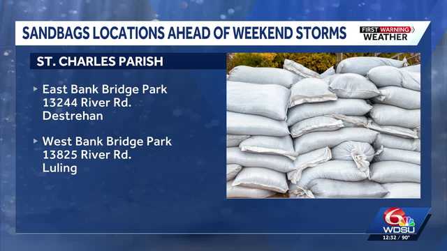 St. Charles Parish prepares sandbag stations ahead of weekend storms
