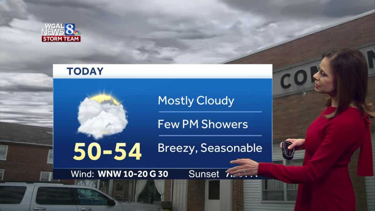 Mostly cloudy, cooler and breezy today