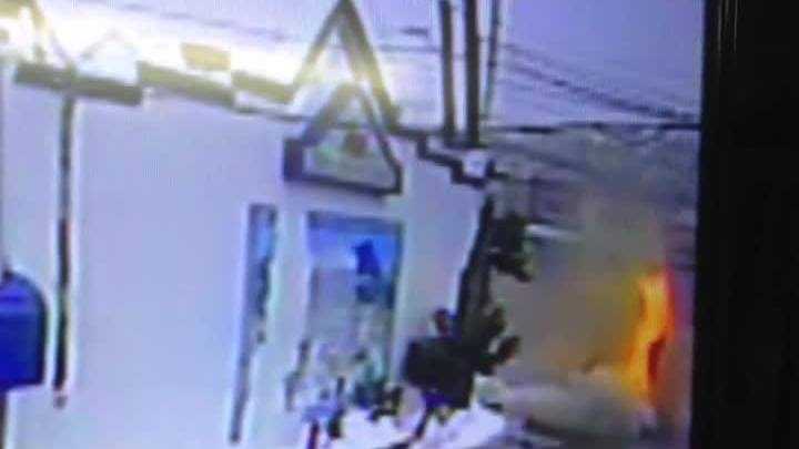 Manhole explosion caught on camera