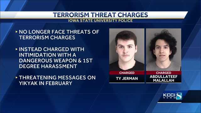 2 ISU students no longer face terrorism charges over YikYak posts - Vimarsana News
