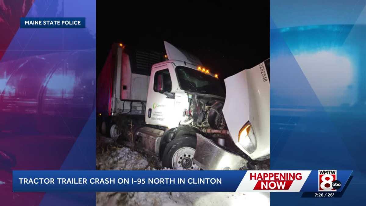 Tractor-trailer crash shuts down lane of I-95 in Clinton
