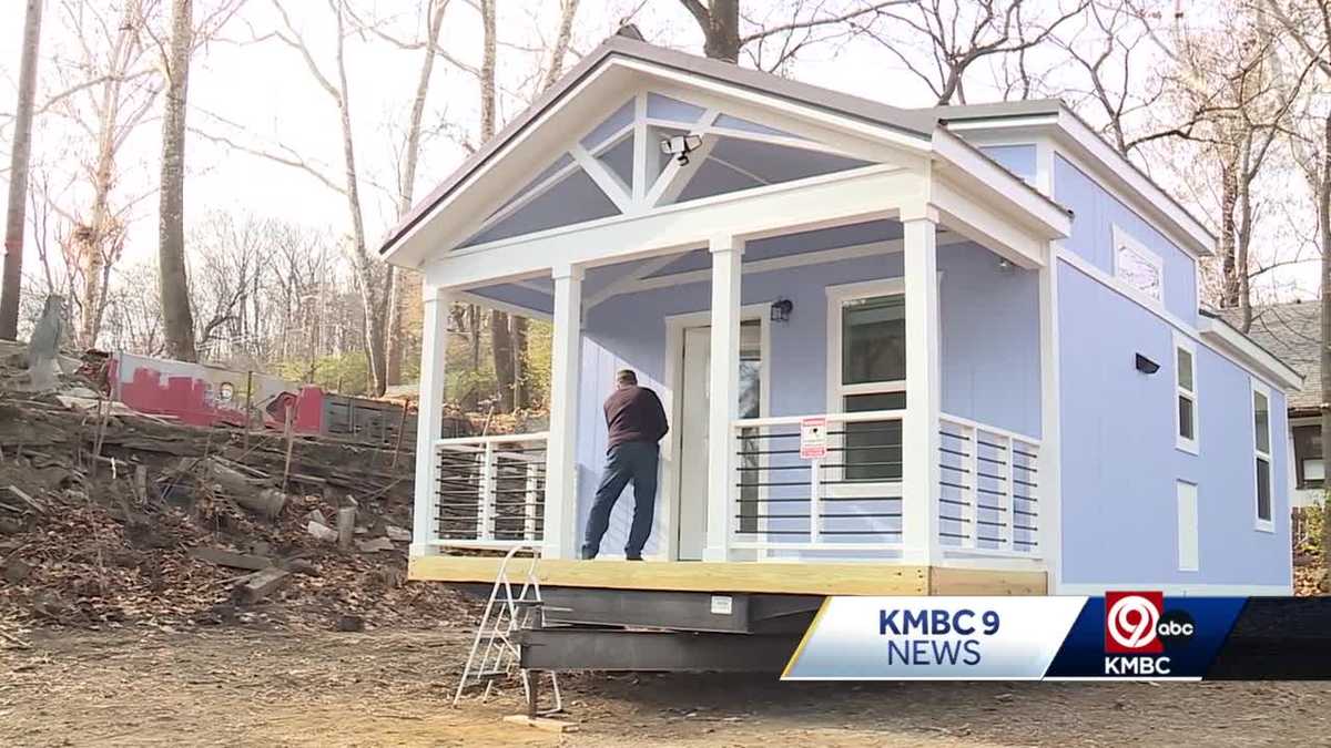 The first mini home for Eden Village in Kansas City, Kansas has arrived