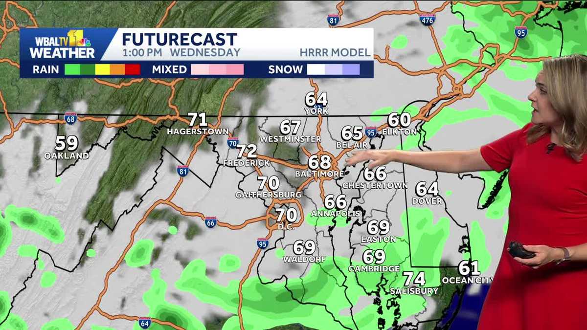 Showers on Wednesday start a milder trend for the Baltimore area