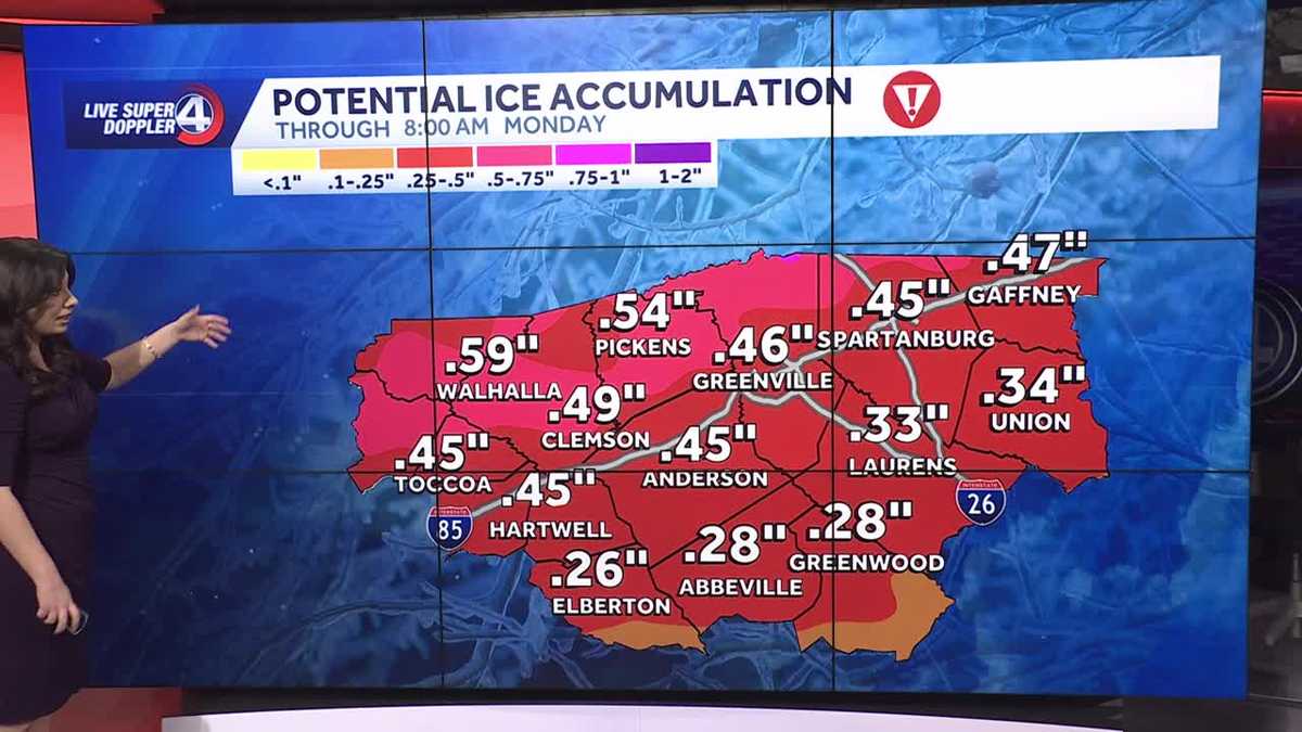 South Carolina: Expected ice totals this weekend - WYFF