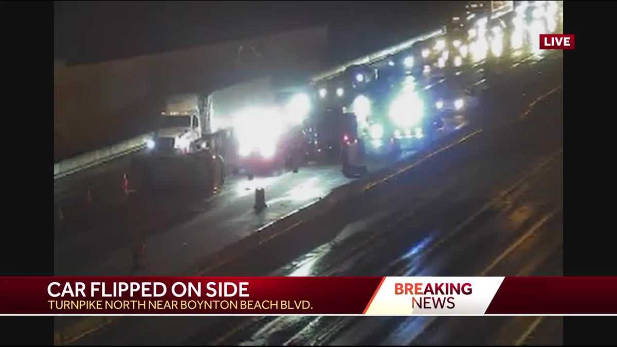 Rollover crash on Florida's Turnpike near Boynton Beach Blvd.