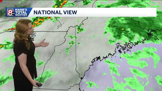 Few showers linger Saturday evening with clearing into Sunday