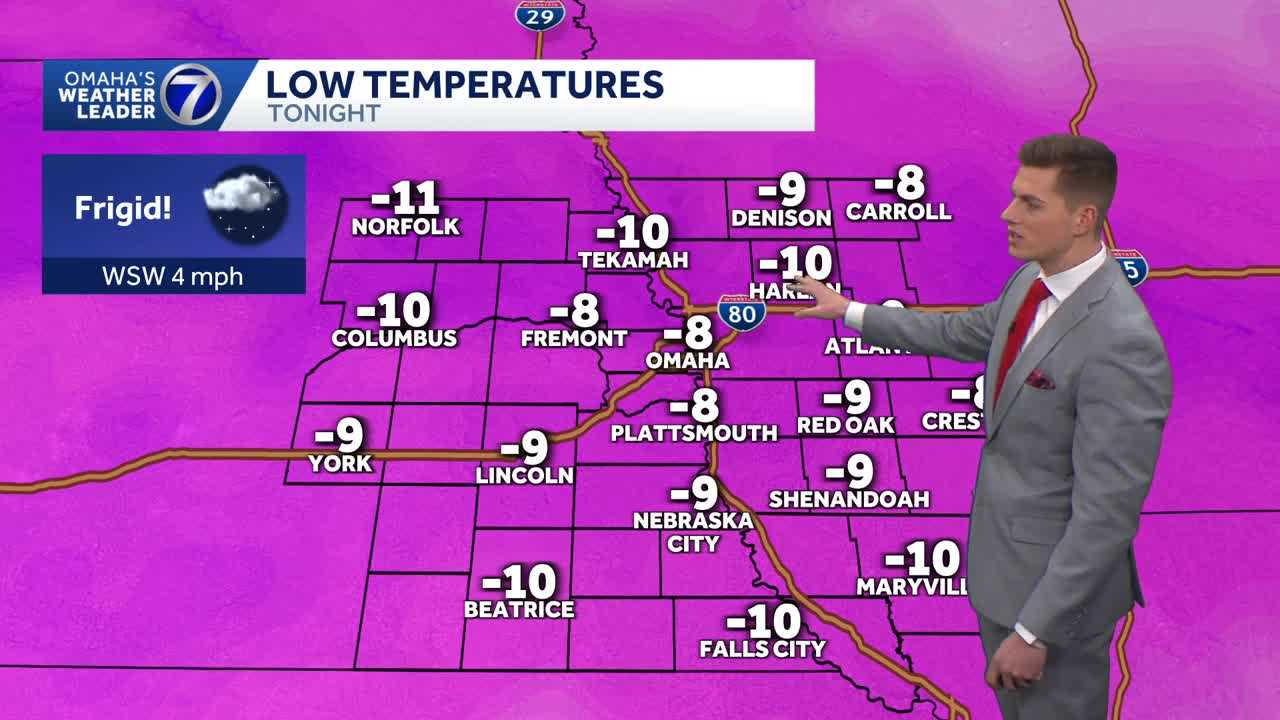 Bitterly cold Monday morning for Nebraska and Iowa