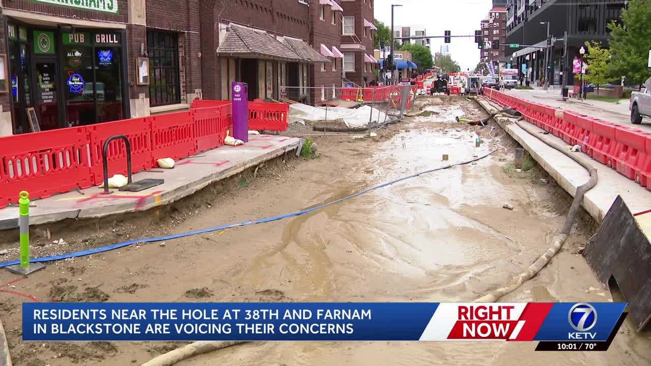 Standing water in Blackstone streets near the hole on 38th and Farnam raise concerns for residents