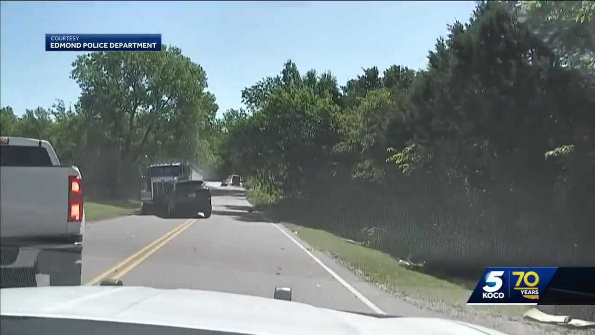 Edmond police video shows chase suspects crashing into semi