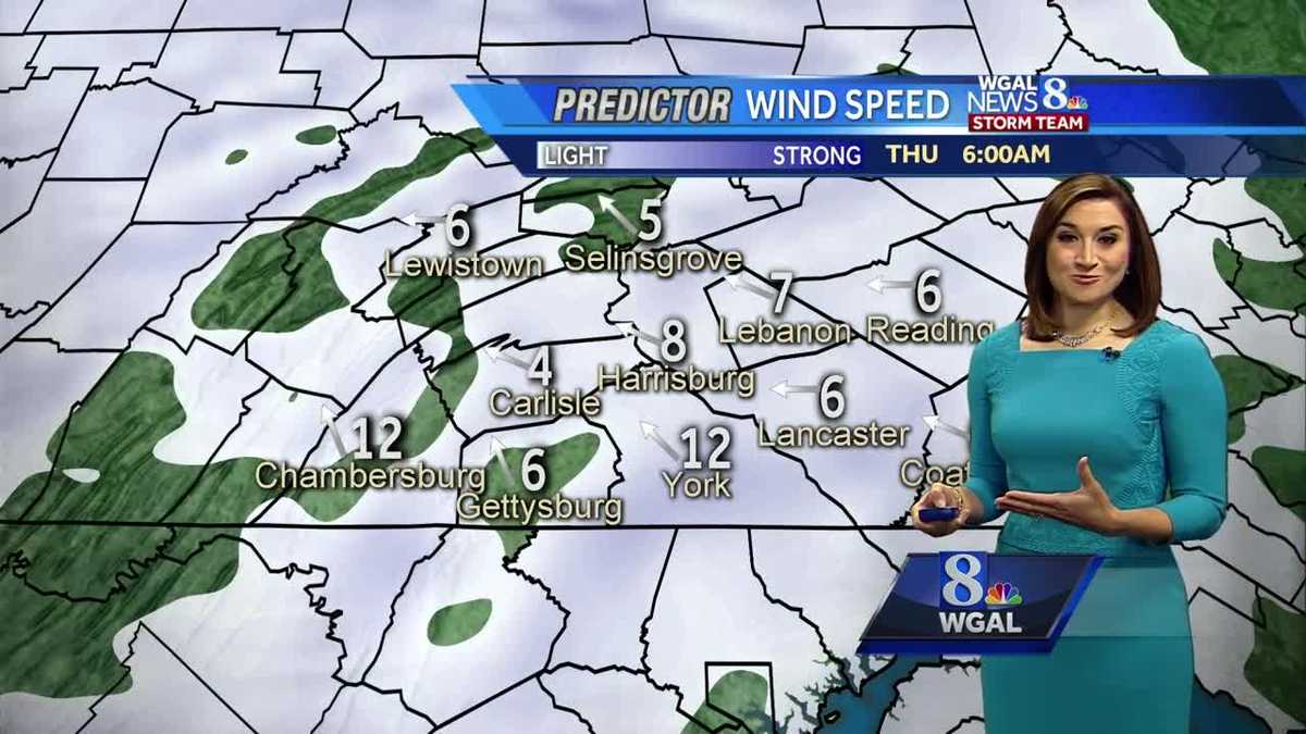 Mostly sunny, not as windy today