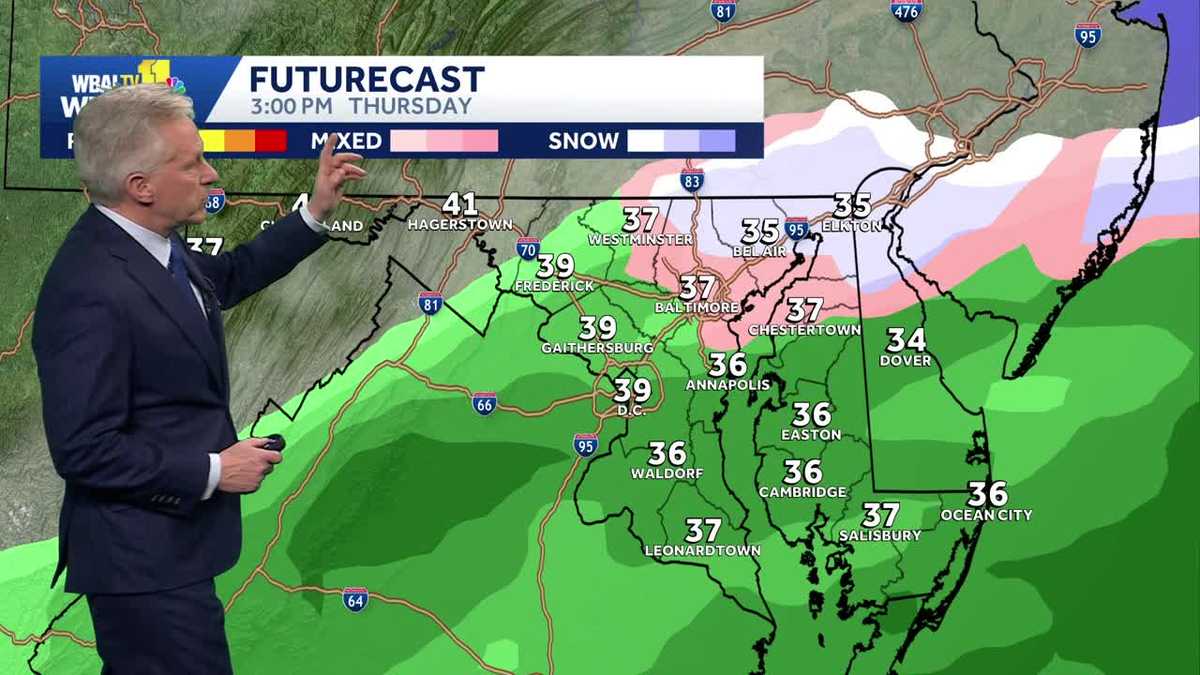 Partly cloudy, colder Wednesday night; Chance of rain, snow Thursday