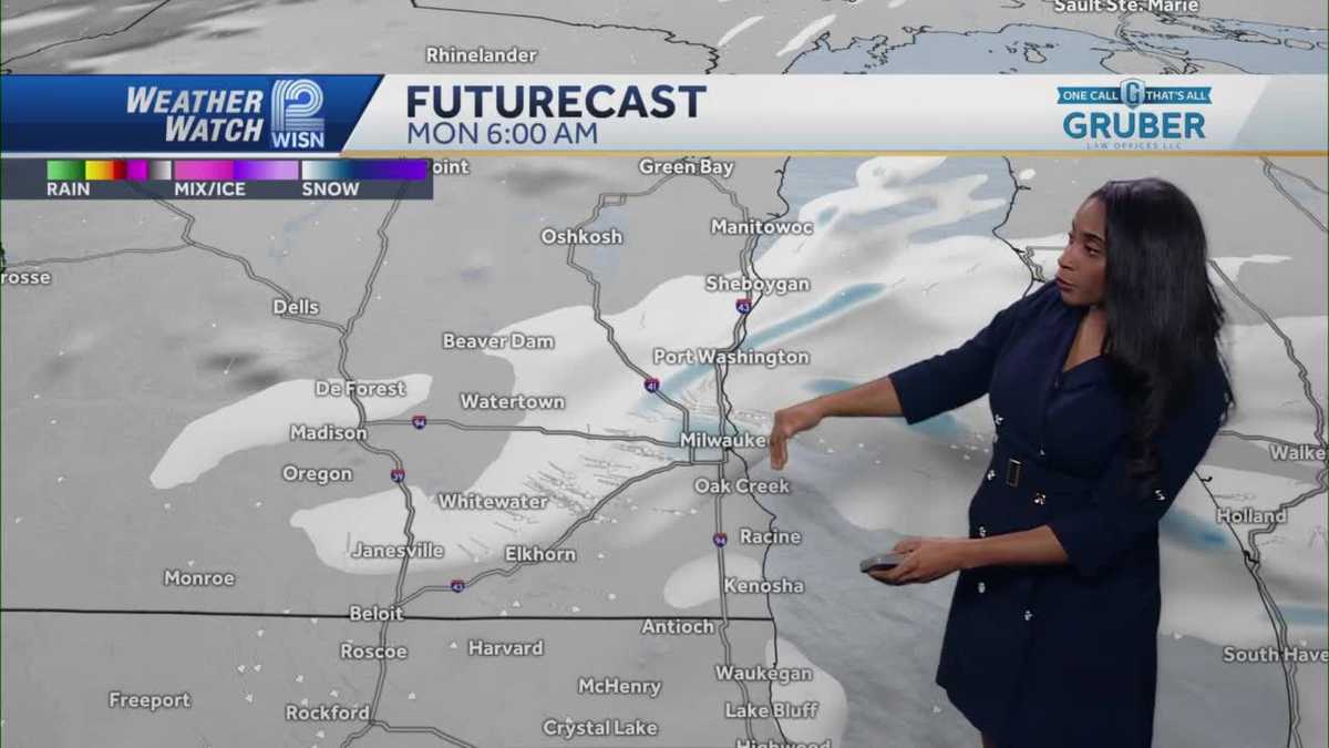 Sunday into Monday: On and off snow showers