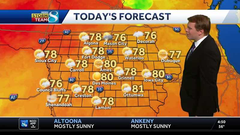 Iowa weather: Summer warmth today before a fall chill arrives with scattered storms