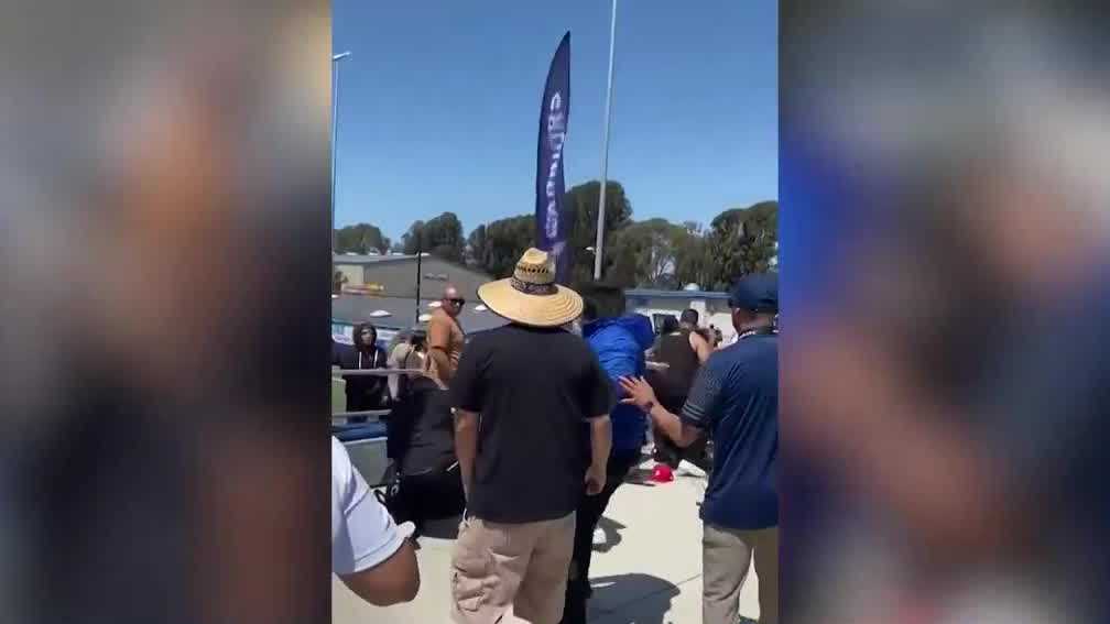Video: Fight breaks out at California youth football event