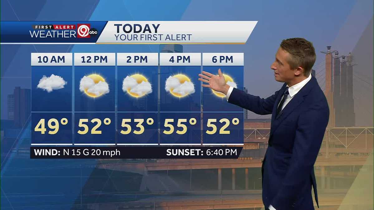The clouds stick around Sunday, similar to the day before