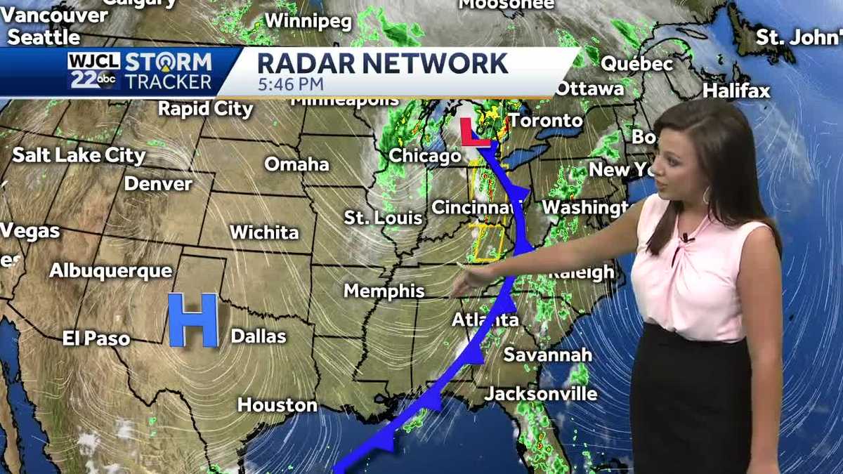 More showers and thunderstorms arrive along a cold front by Thursday