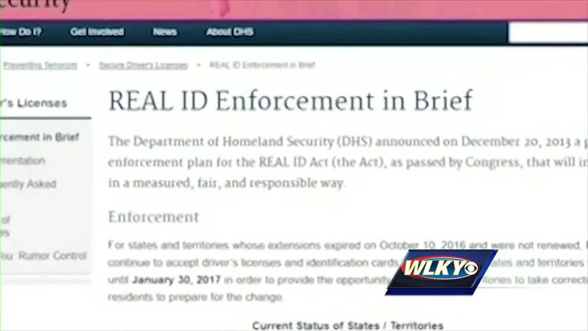 Kentucky's ID's aren't in compliance with Federal Real ID Act