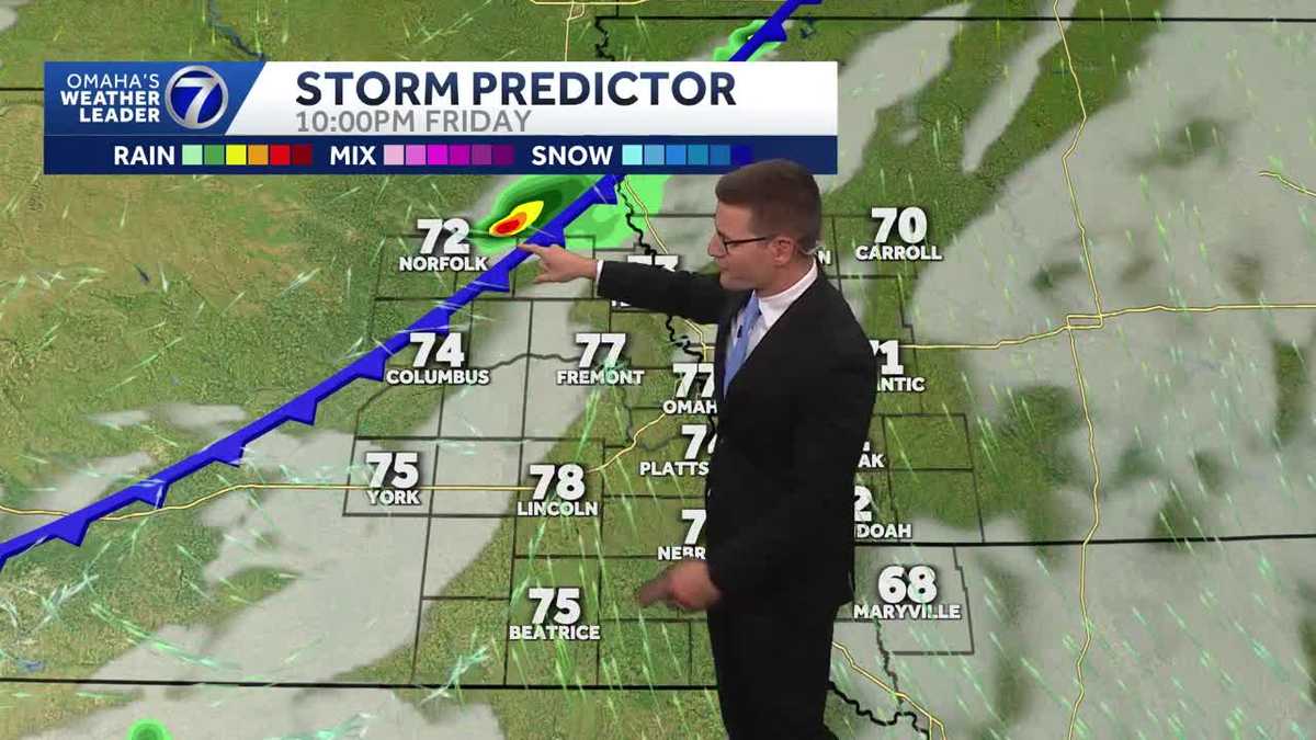 Warm and breezy Friday, slight storm chance late in Omaha area