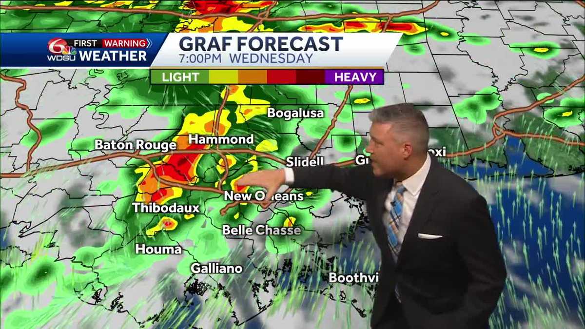 New Orleans weather forecast rain chances high temps tornado risk