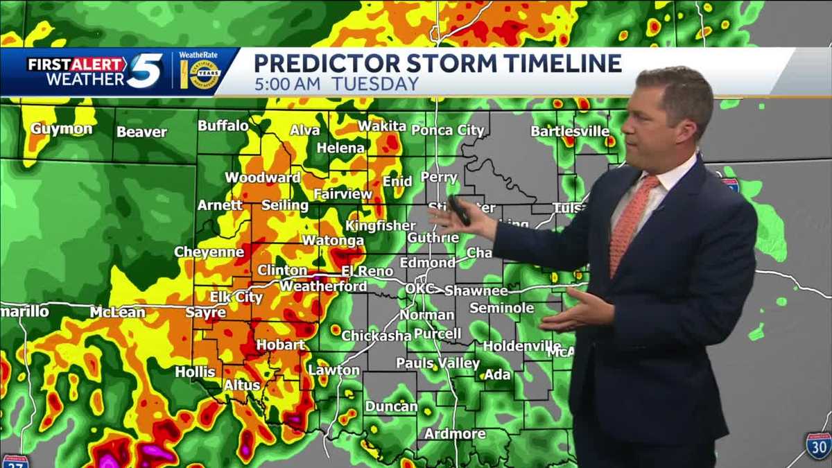 Storm timeline for tonight