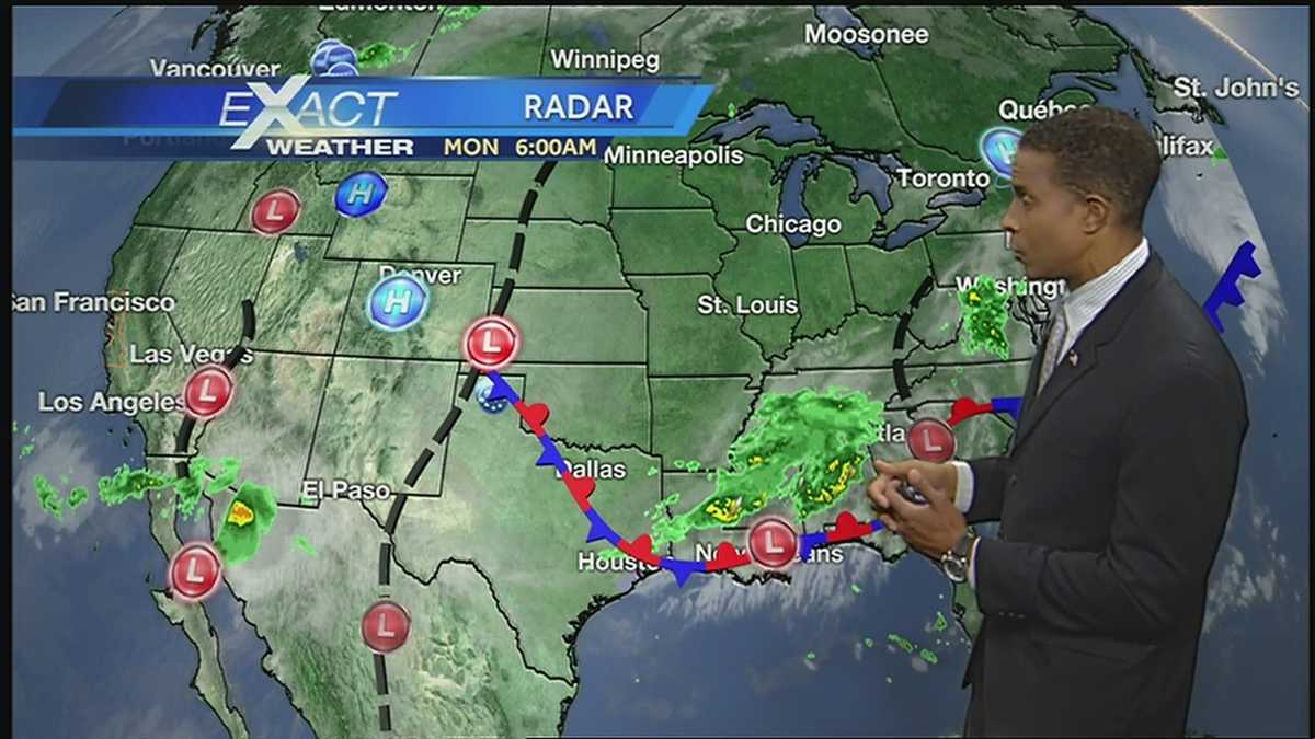 A cloudy, warm and humid Monday