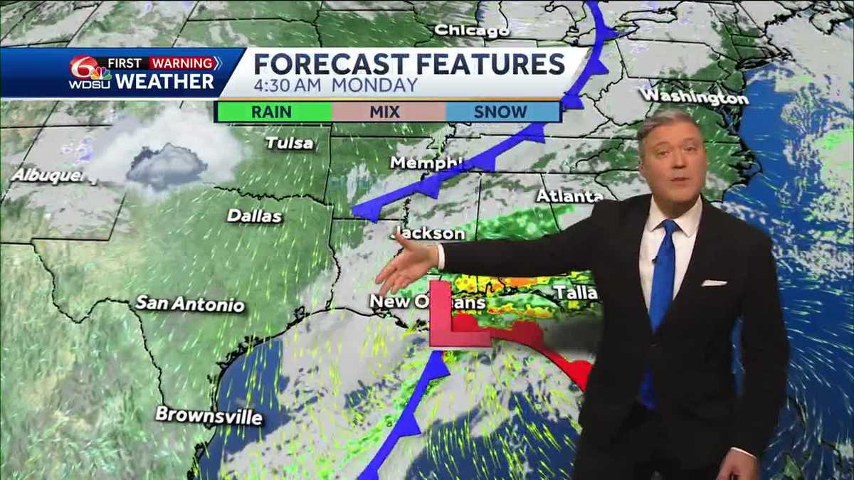 New Orleans weather forecast when will rain end how much how cold