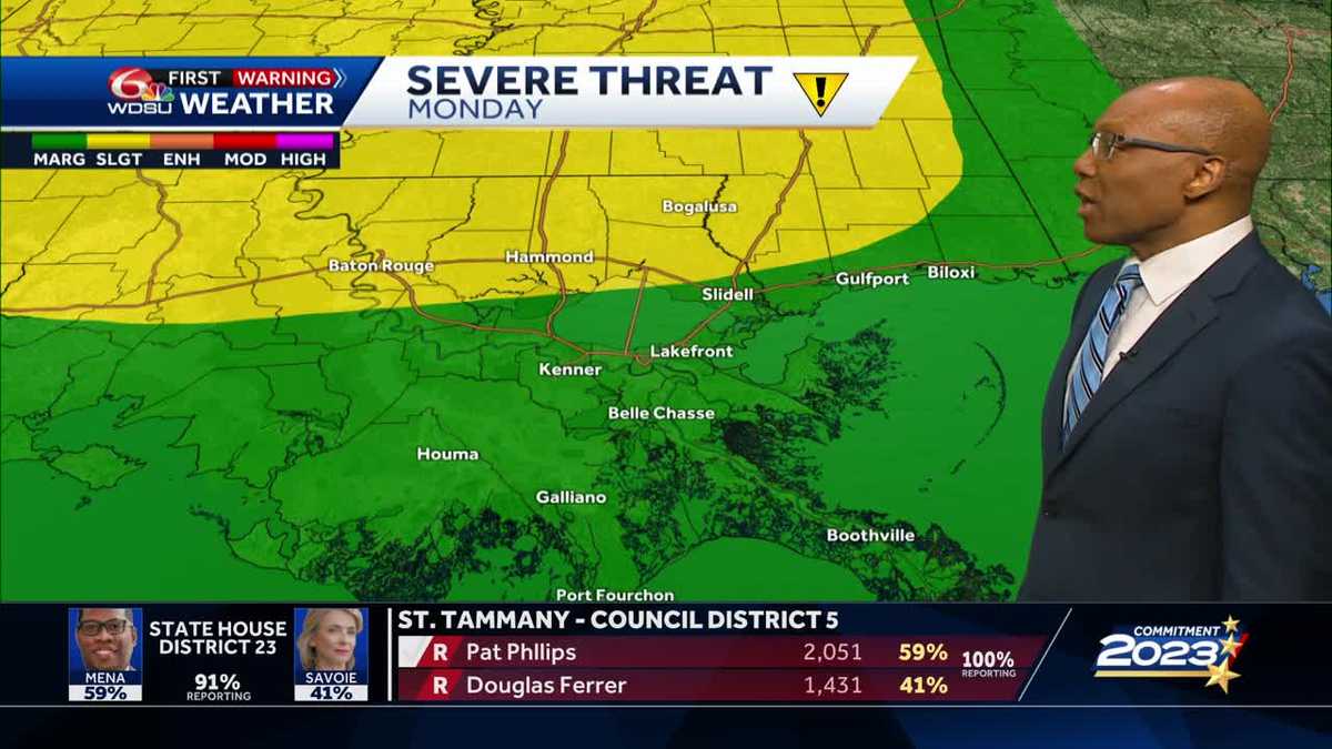 Slight to Marginal Risk of Severe Weather Monday & Tuesday