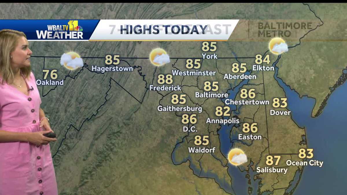 Partly cloudy, warmer for Tuesday with temps in the mid 80's