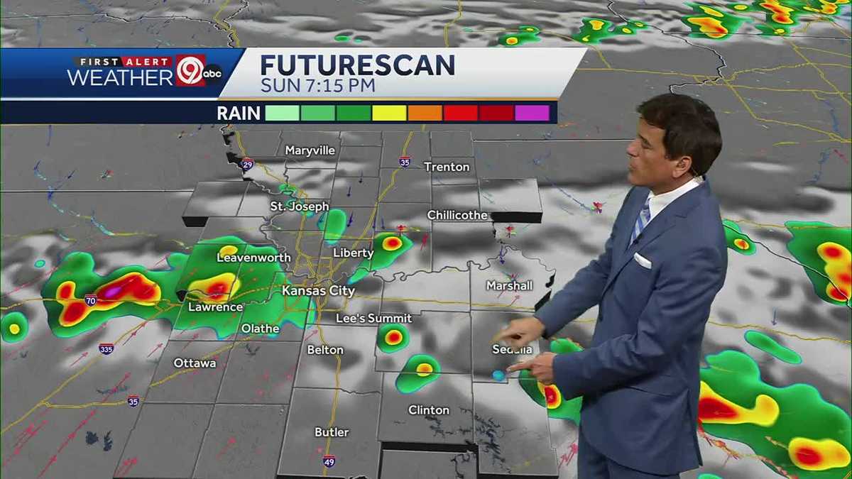 Kansas City has scattered storms closing out the weekend