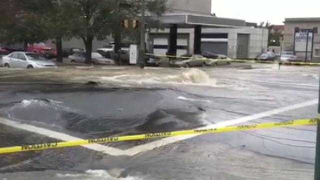 Water flows in streets after massive main break