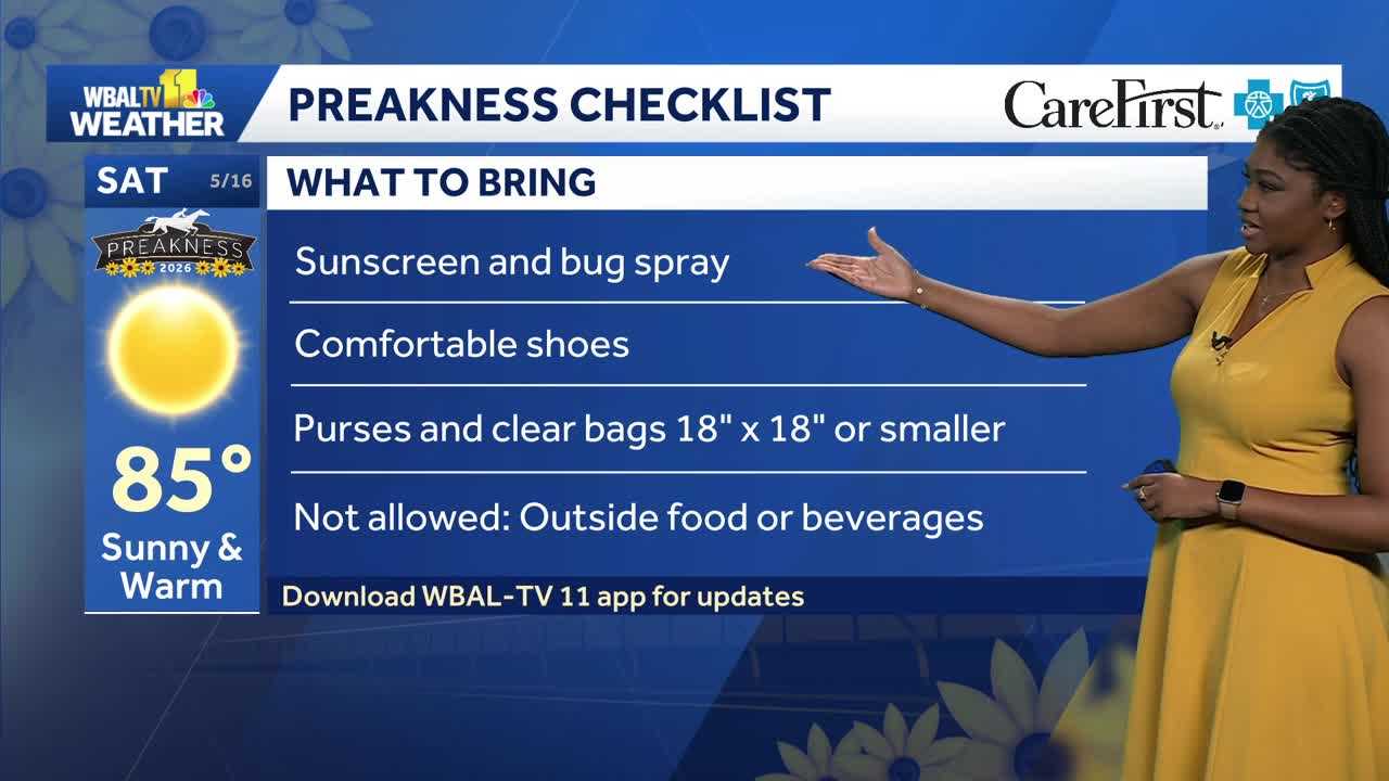 Dry and sunny weather for Preakness